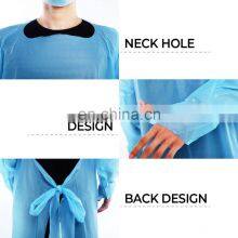 45g Chlorinated Plastic/CPE/PP+PE/SMS Nonwoven Disposable Protective Isolation Apron With Thumb Loop thumbnail-5
