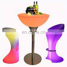 Portable Wireless Rechargeable Outdoor Led Light Bar Cocktail Tables and Chairs Party Chair Table Set High Chair Cordless