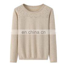 Super Soft 100% Cashmere Sweater for Women Custom Logo Knitted With Chinese Style Crew Neck Solid Pattern for Winter thumbnail-1