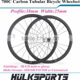 38mm Tubular Carbon Wheelset of 700c Road Bike Wheel with 25mm Basalt Braking Surface