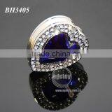 Blue Heart Crystal Rhinestones Fashion Lady Woman Hnadbag Hook Holder Foldable Alloy Metal Heart Bag Hanger thumbnail-5