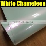 glossy chameleon white to red car wrap vinyl film air bubble ,1.52*20m/roll