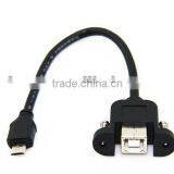 High Speed Micro B Male to USB B Female Extension Panel Mount Cable