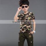 Boys Short Sleeve Cotton Handsome Camouflage Suit thumbnail-3