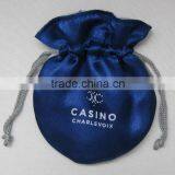 Blue Satin Eco Souvenir Free Gift Pouch Bags With Drawstring