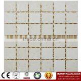 IMARK Honed Beige Marble Stone Mosaic Tile 48mm Backsplash Tile for Wall Backsplash Code IVM7-032