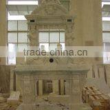 Yellow Carving Marble Fireplace thumbnail-1