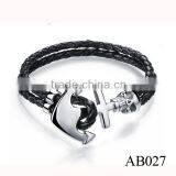 Leather Rope Stainless Steel Gold Anchor Bracelet/Hook Bracelet Anchor Wholesale thumbnail-1