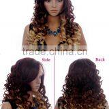 Suitable cap free breath curly burgundy lace front wig