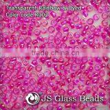 High Quality Fashion JS Glass Seed Beads - R002# Rainbow Dyed Deep Pink Transparent Rocailles Beads For Garment & Jewelry thumbnail-1