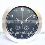 Brushed Aluminum Wall Clock With Temperature And Humidity
