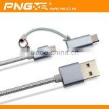 Wholesale Braided 2 in 1 Mobile Cable for Iphone and Samsung Usb Cable thumbnail-1