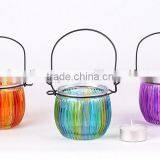 Cheap Hotsale Colorful Glass Vase With Iron Handle for Home Decoration thumbnail-3