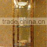 French Rococo Style Wood Carved Round Glass Door Corner Display Cabinet/ Palace Classic Living Room Wine Cabinet, Vitrine thumbnail-1