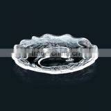 Transparent Decorative Glass Fruit Plate Carved With Two Peafowl thumbnail-1