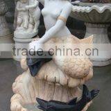 Hand Carved Western Style Design Marble Stone Mermaid Fountain Beautiful Marble Stone Mermaid Statue Fountain thumbnail-2