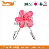 Flower Decorative Suction Chrome Plating Wire Bathroom Metal Hook