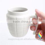Creative Ceramic Grenades Shaped Coffee Mug With Lid thumbnail-4