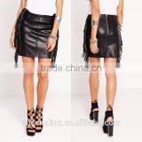 Unique Design Young Lady Fring Side Faux Leather Mini Skirt thumbnail-6