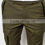 Custom 98% Cotton 2% Elastane Stretch Twill Functional Zip Cargo Pockets Zip Leg Opening Men's Green Casual Pants thumbnail-3