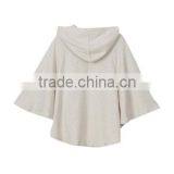 Cloak Design Buttons Solid Hoodie With Hooded for Women thumbnail-2