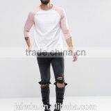 Men 100% Cotton Crew Neck Contrast Raglan 3/4 Sleeve T-shirt Wholesale Custom thumbnail-4