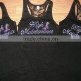 Fashion Wedding Rhinestone Bride Entourage Cotton Lace Tank Tops Wholesaler thumbnail-3