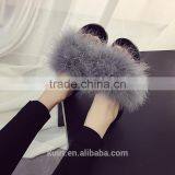 2017 Ostrich Hair Plush Fur Woman Slipper Outdoor Turkey Fur Slides Fslipper-8 thumbnail-5