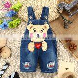 Hot Sale Baby Denim Short Pants Carton Bear With Love Heart Kids Strap Jeans Pants thumbnail-1