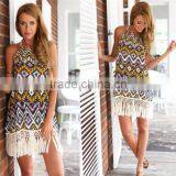 Walson 2015 Europe Boho Printed Dress Summer Beach Dress Sexy Dress thumbnail-2