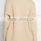 Knitted Wool Sweater Design for Women V-neck Back Length Blank Poncho thumbnail-3