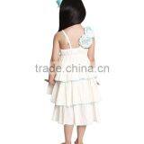 Hot Ivory And Blue Tiered Floral Girl Dress Fancy Girl Flower Dress Pretty Children Wear GD90428-32 thumbnail-3