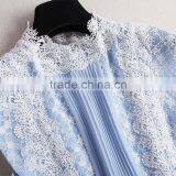 Dresses 2017 Summer High Grade Lace Neck Collar Sleeveless Elegant Lace Stitching Design Backless Party Dress for Women thumbnail-3