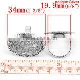 Adjustable Wired Rings Oval Antique Silver Cabochon Setting 19.9mm Ring Setting thumbnail-2