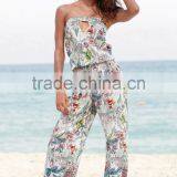 Brazil Style Floral Printing 100% Rayon Harem Jumpsuit thumbnail-1