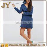 Women's Suit Denim Hoody Dress Pouch Pockets Dress V-neck Dress for Women Women Wear thumbnail-5