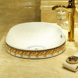 Chian Manufacturer Fashion Color Oval Wash Basin Bathroom Ceramic Decals Sinks for Vanity