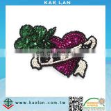 Custom heart shape design sequin embroidery patch