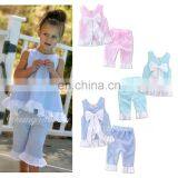 Girls Summer Clothing Sets Kids Grid Sundress & Pant Outfit Solid Color thumbnail-1