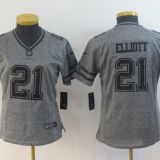 Dallas Cowboys #21 Elliott Women Grey Jersey