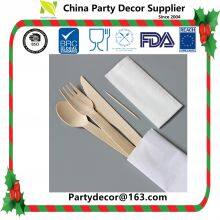 High Quality Food Safe Wooden and Bamboo Knife Fork Spoon Disposable Cutlery Set Western Take-out Food Bamboo and Wooden Knife and Fork Degradable Tableware Customize Logo and Design Available Too thumbnail-3