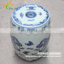 Chinese Antique Furniture Blue and White Painted Dragon Ceramic Stool thumbnail-3