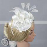 Wholesale 6 Color Feather Satin Fascinator Hair Clip Wedding Cocktail Hat thumbnail-6