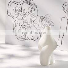 2021 Handmade Nordic White Abstract Minimalist Home Decor Accessories Ceramic Female Body Flower Vase thumbnail-3