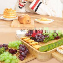 Bamboo Cheese Charcuterie Serving Tray Marble Platters Board With 3 Drawers thumbnail-4