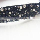 FASHION FABRIC HAND SEWN BEADED RHINESTONE HEAD BAND thumbnail-2