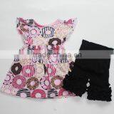 High quality girls outfit floral design ruffle set baby clothes custom design baby clothes