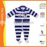 New Born Baby Long Stripe Velour Stripe Romper thumbnail-1