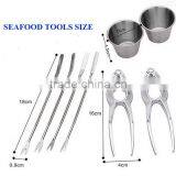 Stainless Steel Seafood Serving Set 8 Piece Included 2 Lobster Crackers ,4 Seafood Forks And 2 Condiment Sauce Cups thumbnail-2