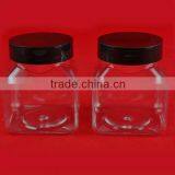 PET Plastic Transparent 200 ml Square Candy Jar With Black Cap thumbnail-2